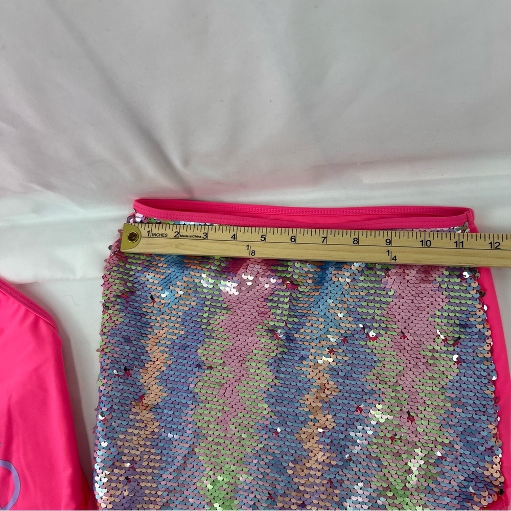 Wonder Nation - Girl's Swim Suit with Mermaid Tail - Pink -Sequins - 6/6x -Small - Picture 4 of 13